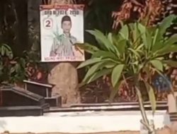 Baliho Milik Agung Imam Prastio (AIP), Calon Anggota DPD RI Terpasang Di Kuburan
