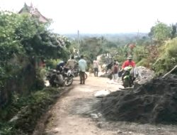 Warga Kampung Bali Pekon Sri Menanti Swadaya Gotong Royong Perbaiki Jalan Lingkungan
