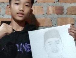 Miliki Hobby Melukis Sejak Usia Dini, Riski Siswa SMPN 3 Sekincau Terus berkarya dan Lukis Wajah Calon Bupati Lambar Parosil Mabsus