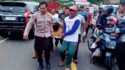 Kasatlantas Polres Lampung Barat : Lakalantas Truck Vs Toyota Vios di Giham Sukamaju Diduga Akibat Rem Blong