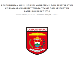 256 Tenaga Teknis dan Tenaga Kesehatan Peserta Seleksi PPPK Lampung Barat Tahun 2024 Dinyatakan Memenuhi Formasi