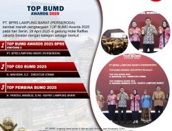 Bupati Parosil Mabsus Bangga, BPRS Lampung Barat Sabet Predikat Tertinggi di TOP BUMD Awards 2025