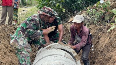 Pemasangan Gorong-Gorong di TMMD ke-124 Kodim 0422/Lampung Barat Tingkatkan Aksesibilitas dan Kesejahteraan Warga