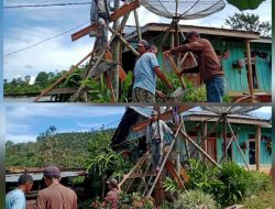 Warga Dusun Simpang Gadis Pekon Mekarsari Swadaya Bangun Tiang Listrik Permanen