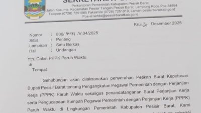 SK dan Sumpah PPPK Paruh Waktu, Pemkab Pesisir Barat Gelar Pengukuhan di Halaman Kantor Bupati