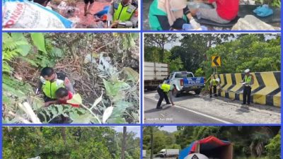 Sat Lantas Polres Pesisir Barat Tangani Kecelakaan Tunggal di Jalur TNBBS
