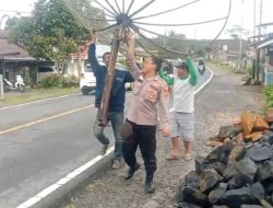 Polsek Sekincau Gotong Royong Bersama Warga Giham Balak, Bantu Pembongkaran Rumah Warga